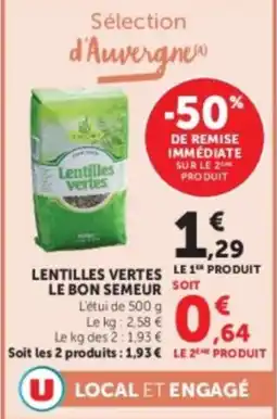 Hyper U LE BON SEMEUR Lentilles vertes offre