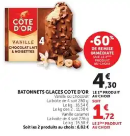 Hyper U CÔTE D'OR BATONNETS GLACES offre