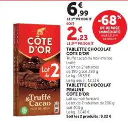 Hyper U CÔTE D'OR TABLETTE CHOCOLAT offre