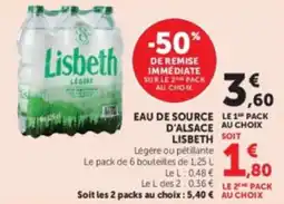 Hyper U Lisbeth Eau de source d'Alsace offre