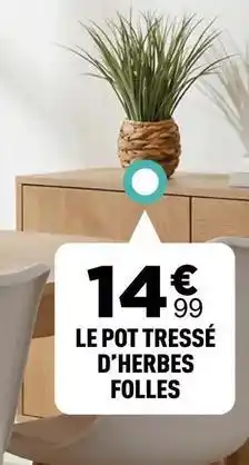 Centrakor Le pot tressé d'herbes folles offre