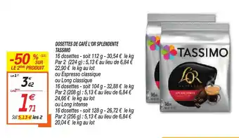 Netto Dosettes de Café l'or splendente tassimo offre