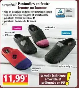 Norma Pantoufles en feutre femme ou homme offre