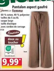 Norma Pantalon aspect gaufre femme offre