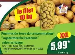 Norma Pommes de terre de consommation agata/marabel/artémis selon arrivage offre
