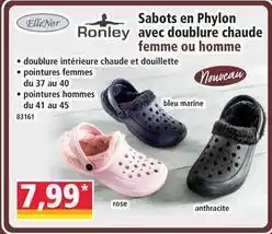 Norma Sabots en phylon ronley avec doublure chaude femme ou homme offre