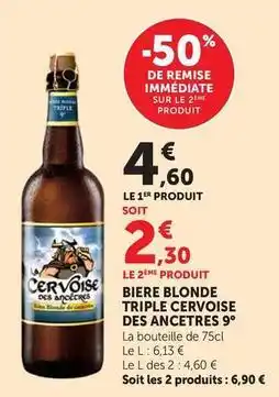 Hyper U Cervoise des ancetres - biere blonde triple offre