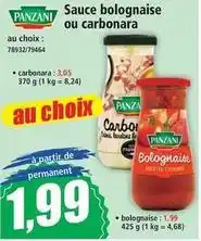 Norma Panzani - sauce bolognaise ou carbonara offre