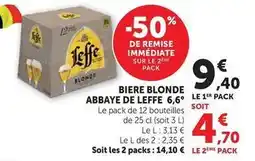 Hyper U Leffe - biere blonde abbaye 6.6° offre