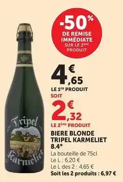 Hyper U Tripel karmeliet - bière blonde 8.4° offre