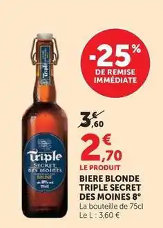 Hyper U Triple secret des moines - biere blonde offre