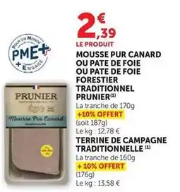 Hyper U Prunier - mousse pur canard traditionnel offre