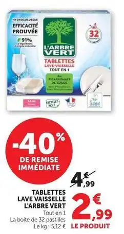 Super U L'arbre vert - tablettes lave vaisselle offre