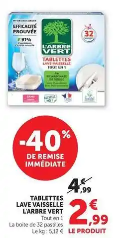 Hyper U L'arbre vert - tablettes lave vaisselle offre