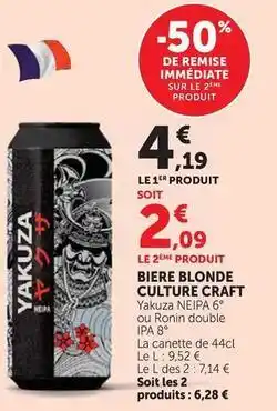 Super U Biere blonde culture craft offre