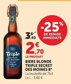 U Express Secret des moines - biere blonde triple 8° offre