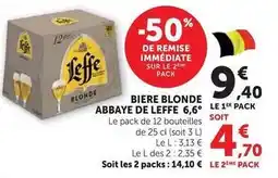 Super U Leffe - biere blonde abbaye 6,6° offre