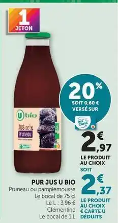 Hyper U U bio - pur jus pruneau offre