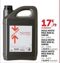 Hyper U Prix mini - huile mixte 15w40 offre