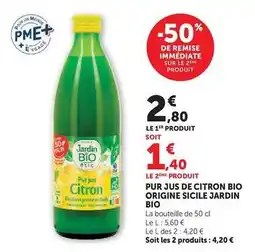 Hyper U Jardin bio etic - pur jus de citron offre