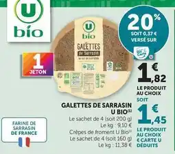 Hyper U U bio - galettes de sarrasin offre