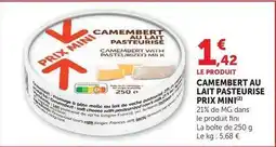 Hyper U Prix mini - camembert au lait pasteurise offre