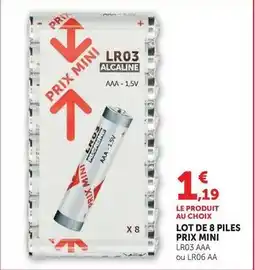 Hyper U Prix mini - lot de 8 piles offre