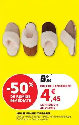 Hyper U Mules femme fourrees offre