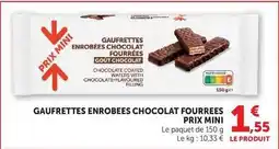 Hyper U Prix mini - gaufrettes enrobées chocolat fourrees offre