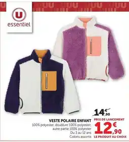 Hyper U U essentiel - veste polaire enfant offre