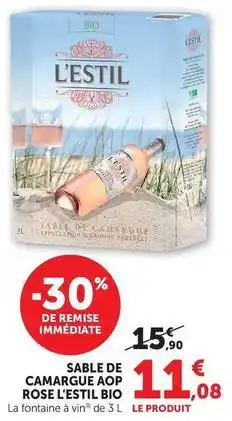 Hyper U L'estil - sable de camargue aop rose bio offre