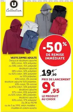 Hyper U U collection - veste zippee adulte offre