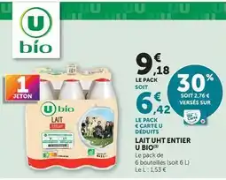 Hyper U U bio - lait uht entier offre