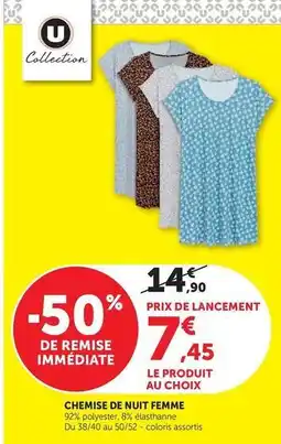 Hyper U U collection - chemise de nuit femme offre