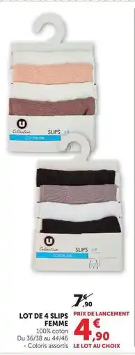 Hyper U U collection - lot de 4 slips prix de lancement femme offre