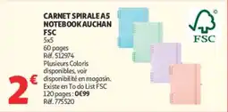 Auchan AUCHAN CARNET SPIRALE A5 offre