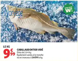 Auchan Cabillaud entier vidé offre