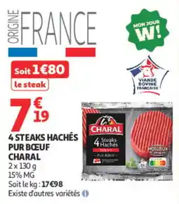 Auchan CHARAL 4 Steaks Hachés offre