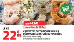 Auchan Crevettes décortiquées crues decongelees nature ou marinees offre