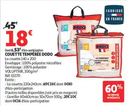 Auchan DODO COUETTE TEMPEREE offre