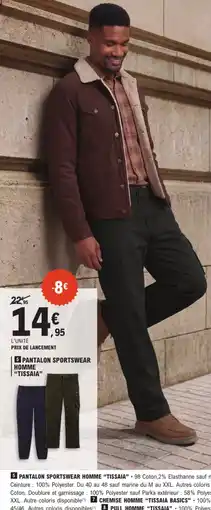 E.Leclerc Tissaia Pantalon sportswear homme offre