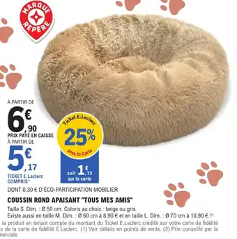 COUSSIN ROND APAISANT "TOUS MES AMIS"
