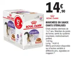 E.Leclerc Brico ROYAL CANIN BOUCHÉES EN SAUCE CHATS STÉRILISÉS offre