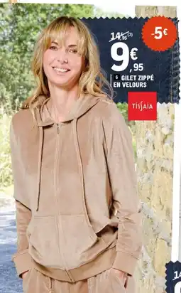 E.Leclerc Tissaia Gilet zippé en velours offre