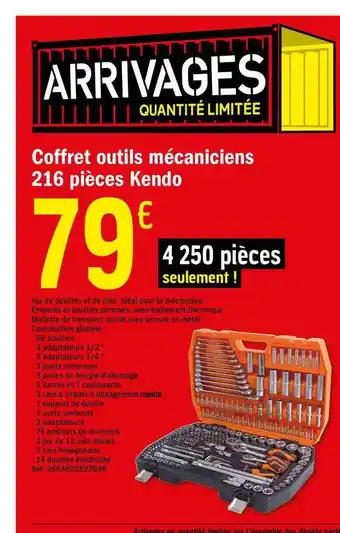 Brico Dépôt Coffret Outils Mécaniciens 216 Pièce Kendo offre