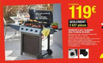 Brico Dépôt Barbecue à gaz "albaron" avec plancha en acier offre