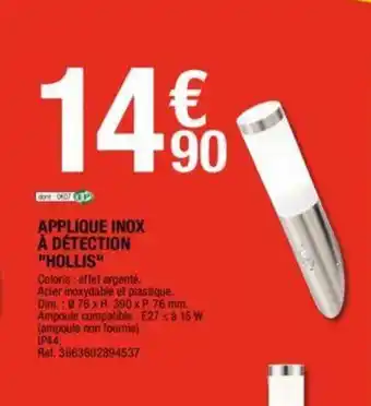 Brico Dépôt Applique inox à détection "hollis" offre