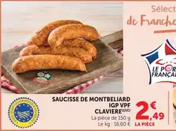 Super U SAUCISSE DE MONTBELIARD offre