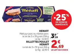 Super U HENAFF Pâté pur porc offre