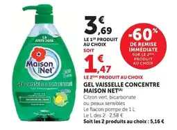 Super U Maison Net Gel vaisselle concentré offre
